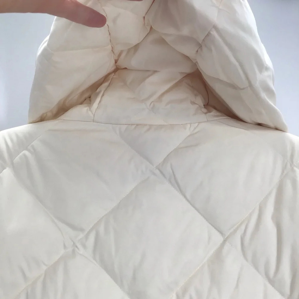 Talbots Women’s Hooded Down Puffer Coat Warm Winter NWT Creme’ Size XS - Picture 10 of 14